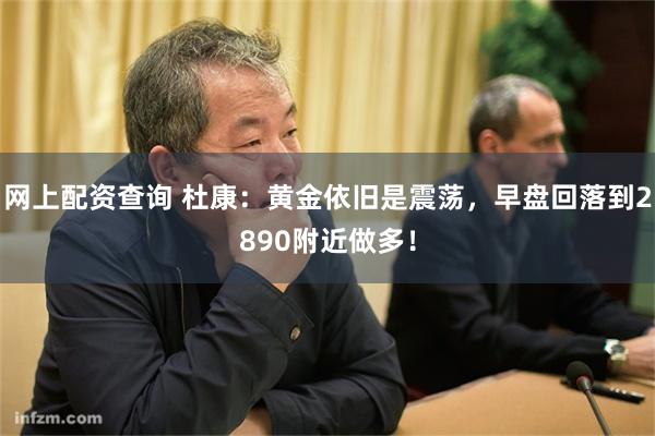 网上配资查询 杜康：黄金依旧是震荡，早盘回落到2890附近做多！