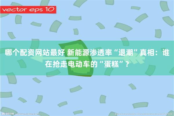 哪个配资网站最好 新能源渗透率“退潮”真相：谁在抢走电动车的“蛋糕”？